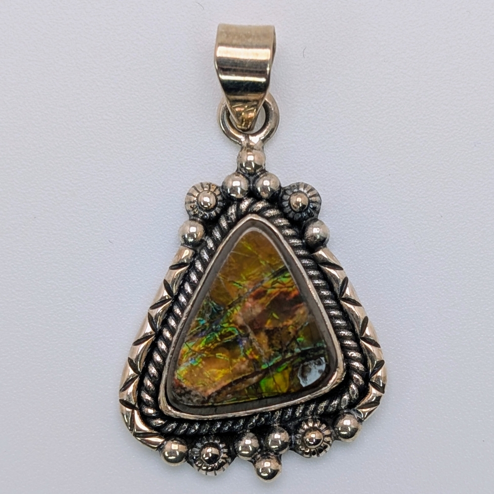 Natural Ammolite S925 Sterling Silver Pendant